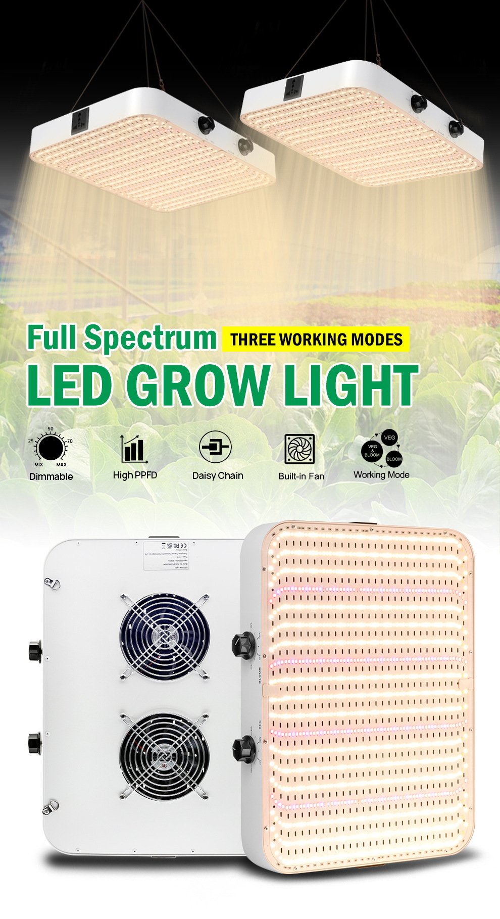 high ppfd full spectrum led grow light