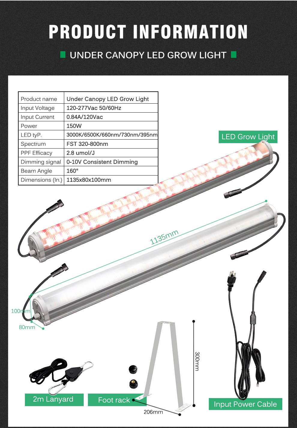 high ppfd under canopy led grow light